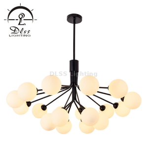 Lustres Sputnik Lustre à suspension moderne 18 lumières Lustres à branches noires du milieu du siècle
