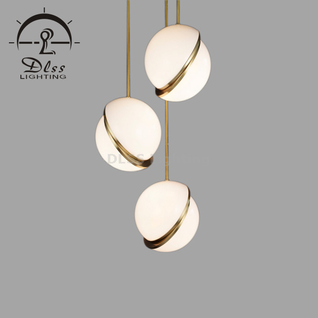 DLSS Luminaire suspendu globe acrylique à 3 lumières, suspension créative irrégulière, suspension pour salle à manger, salon