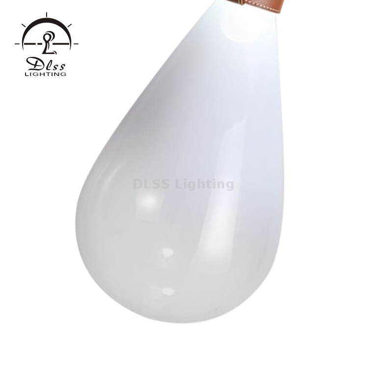Verre fait à la main avec cuir, peinture blanche fondue, lampe à suspension fantaisie contemporaine réglable luminaire suspendu pour cuisine