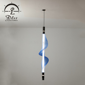 Abat-jour en nylon bleu lumière pendante acrylique linéaire verticale éclairage flexible d'art d'ombre