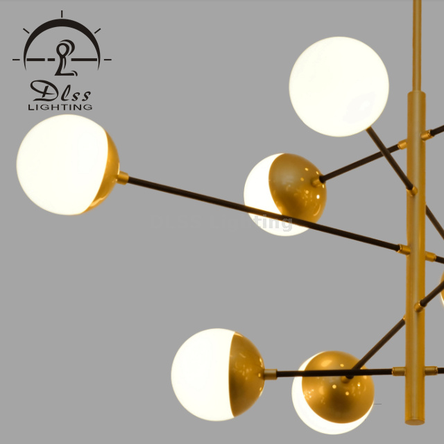 DLSS Lustre Sputnik pour chambre à coucher, plafonnier globe pour salon, 10 lumières, ampoules LED G9 incluses, lustre doré
