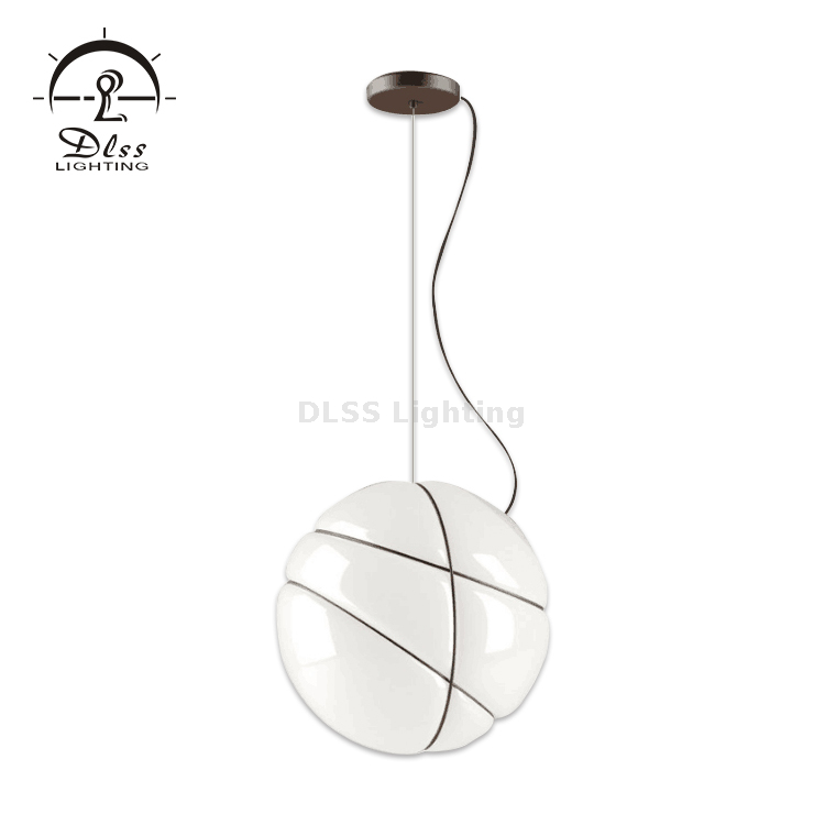 Lampe à suspension globe moderne avec abat-jour en verre globe blanc Luminaire suspendu doré du milieu du siècle