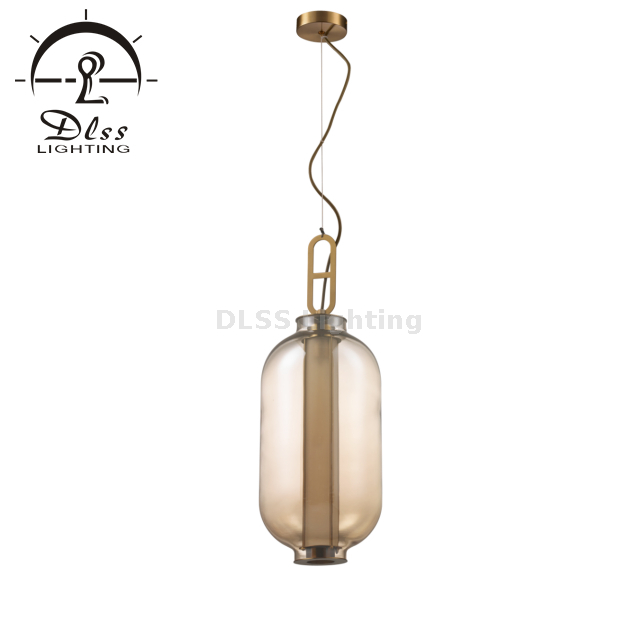Euro Lighting Lampe à suspension ronde en verre ambré, fumé avec suspension E27 10082