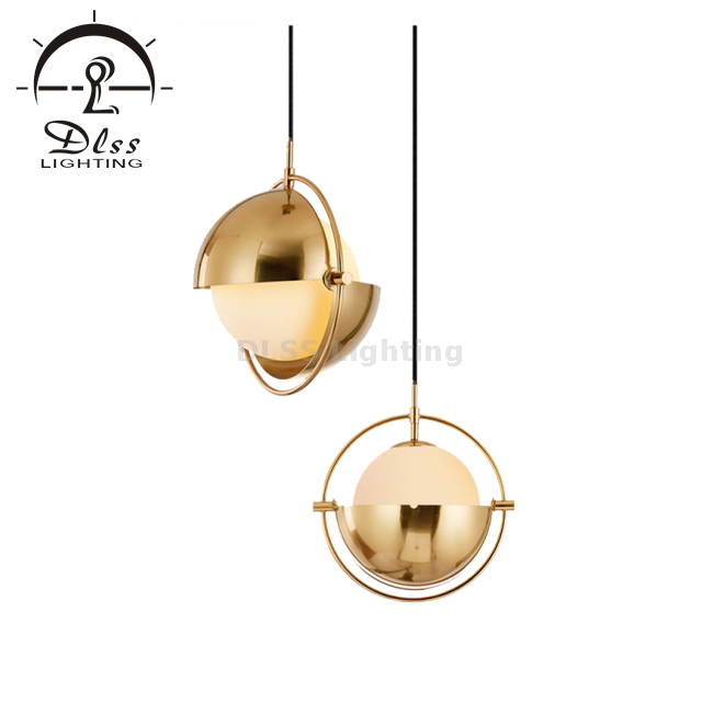 Personnalisez Lighting Global Abat-jour réglable en métal doré avec suspension en verre blanc laiteux 9902
